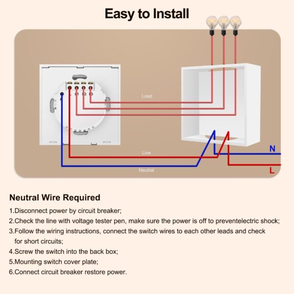 GIRIER-Tuya-Wifi-Light-Switch-Smart-Touch-Wall-Switch-EU-US-Support-Multi-way-Control-100-5 Wifi Light Switch, Smart Touch Wall Switch EU/US Support Multi-way Control 100-240V, Works with Alexa Google Home