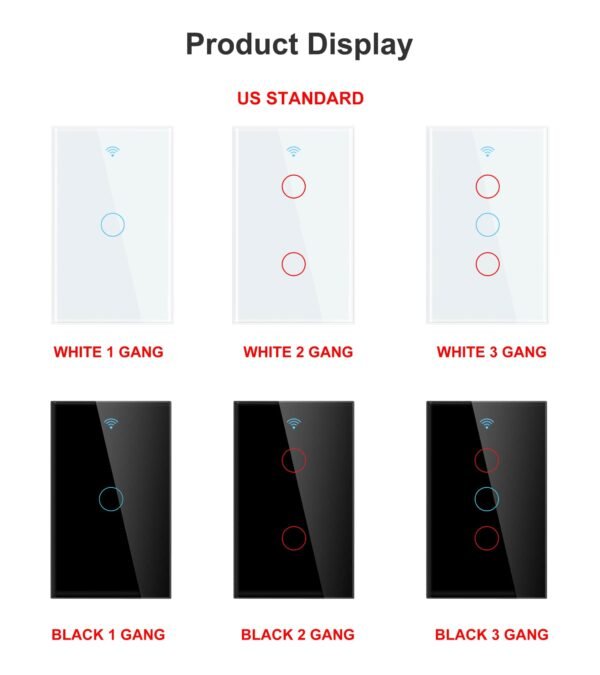 H65dcff7c82644394a5be75b6a06f3860r Wifi Light Switch, Smart Touch Wall Switch EU/US Support Multi-way Control 100-240V, Works with Alexa Google Home