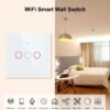Hb0ad34ccb816487e8eee5838e7220520v Wifi Light Switch, Smart Touch Wall Switch EU/US Support Multi-way Control 100-240V, Works with Alexa Google Home