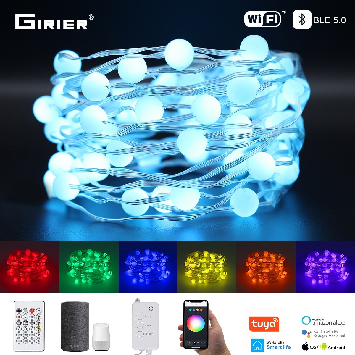 Wifi-Bluetooth-LED-Fairy-String-Lights-RGB-10M-Tuya-App-Voice-IR-Remote-Control-Timing-Function Wifi Bluetooth LED Fairy String Lights RGB 10M