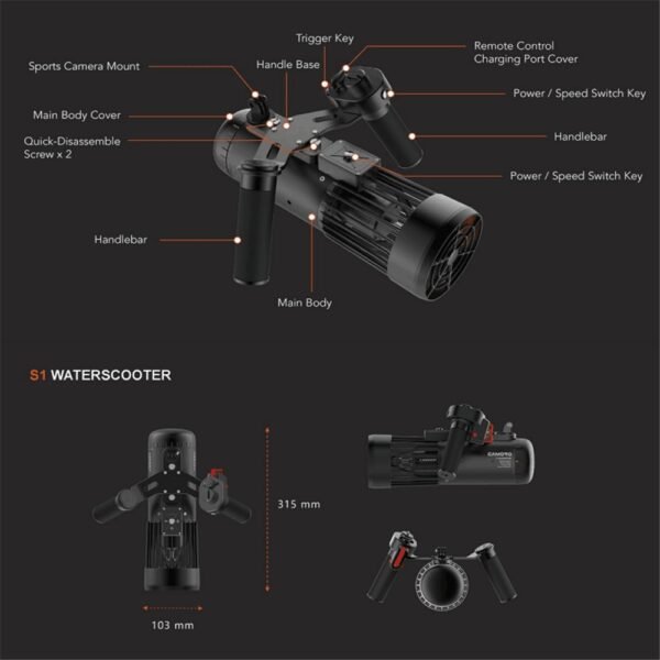 Electric Jet Underwater Sea Scooter LEFEET S1 Propeller Scuba Diving Motor Water Scooter Snorkel Equipment